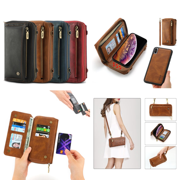 For iPhone X Crossbody Multi-functional Zipper Wallet Leather Phone Case(Green) - More iPhone Cases by buy2fix | Online Shopping UK | buy2fix