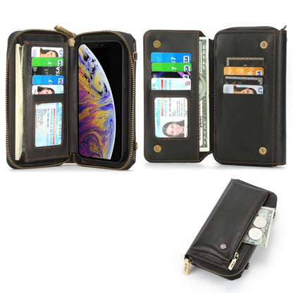 For iPhone XS Crossbody Multi-functional Zipper Wallet Leather Phone Case(Black) - More iPhone Cases by buy2fix | Online Shopping UK | buy2fix