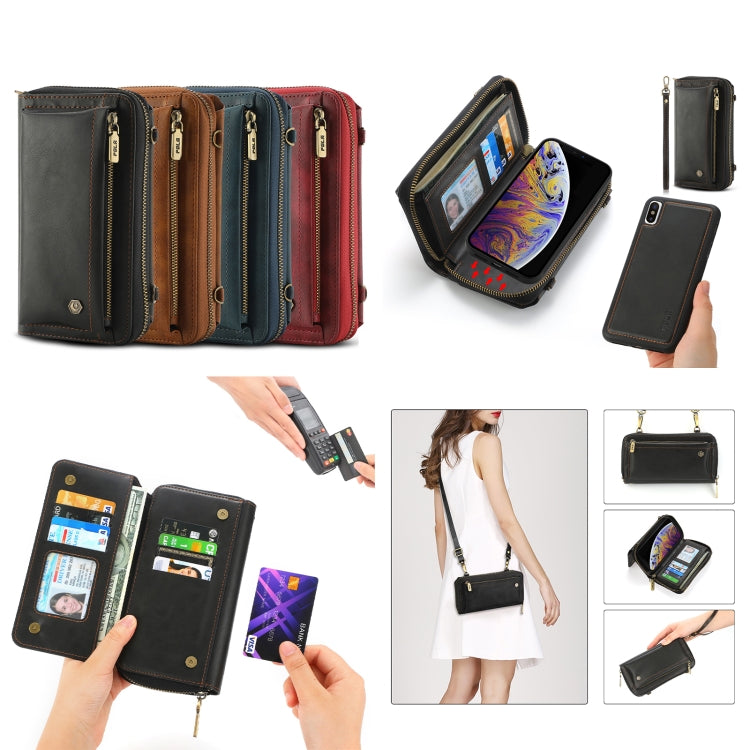 For iPhone XS Crossbody Multi-functional Zipper Wallet Leather Phone Case(Black) - More iPhone Cases by buy2fix | Online Shopping UK | buy2fix