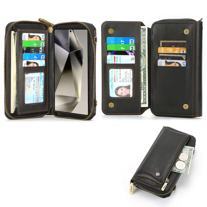 For Samsung Galaxy S24+ 5G Crossbody Multi-functional Zipper Wallet Leather Phone Case(Black) - Galaxy S24+ 5G Cases by buy2fix | Online Shopping UK | buy2fix