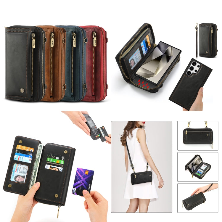 For Samsung Galaxy S24 5G Crossbody Multi-functional Zipper Wallet Leather Phone Case(Green) - Galaxy S24 5G Cases by buy2fix | Online Shopping UK | buy2fix