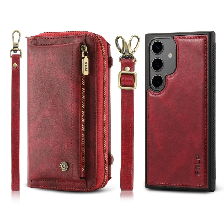For Samsung Galaxy S24 5G Crossbody Multi-functional Zipper Wallet Leather Phone Case(Red) - Galaxy S24 5G Cases by buy2fix | Online Shopping UK | buy2fix