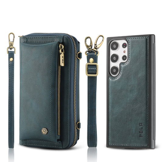 For Samsung Galaxy S23 Ultra 5G Crossbody Multi-functional Zipper Wallet Leather Phone Case(Green) - Galaxy S23 Ultra 5G Cases by buy2fix | Online Shopping UK | buy2fix