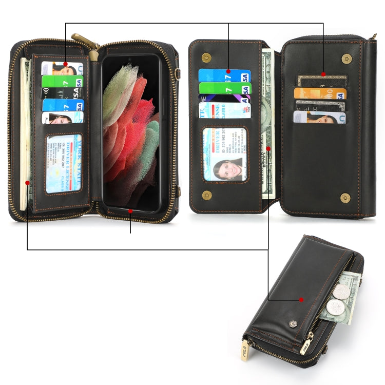 For Samsung Galaxy S23+ 5G Crossbody Multi-functional Zipper Wallet Leather Phone Case(Black) - Galaxy S23+ 5G Cases by buy2fix | Online Shopping UK | buy2fix