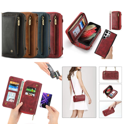 For Samsung Galaxy S23 5G Crossbody Multi-functional Zipper Wallet Leather Phone Case(Green) - Galaxy S23 5G Cases by buy2fix | Online Shopping UK | buy2fix