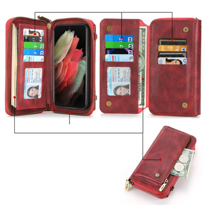 For Samsung Galaxy S23 5G Crossbody Multi-functional Zipper Wallet Leather Phone Case(Red) - Galaxy S23 5G Cases by buy2fix | Online Shopping UK | buy2fix