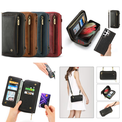 For Samsung Galaxy S23 5G Crossbody Multi-functional Zipper Wallet Leather Phone Case(Red) - Galaxy S23 5G Cases by buy2fix | Online Shopping UK | buy2fix