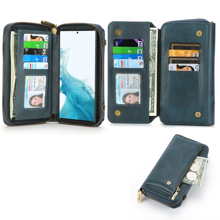 For Samsung Galaxy S22 Ultra 5G Crossbody Multi-functional Zipper Wallet Leather Phone Case(Green) - Galaxy S22 Ultra 5G Cases by buy2fix | Online Shopping UK | buy2fix