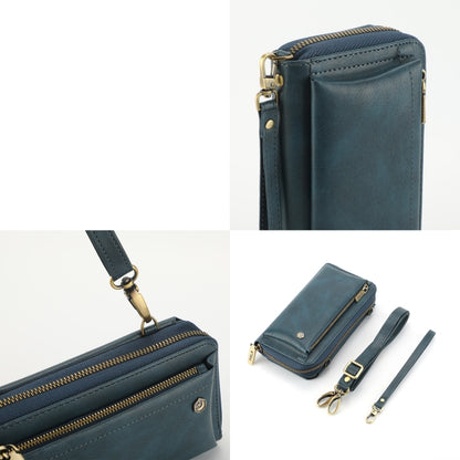 For Samsung Galaxy S22 5G Crossbody Multi-functional Zipper Wallet Leather Phone Case(Green) - Galaxy S22 5G Cases by buy2fix | Online Shopping UK | buy2fix