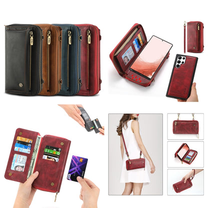 For Samsung Galaxy S22 5G Crossbody Multi-functional Zipper Wallet Leather Phone Case(Green) - Galaxy S22 5G Cases by buy2fix | Online Shopping UK | buy2fix