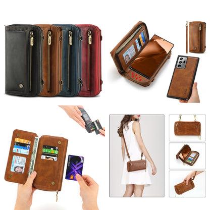 For Samsung Galaxy Note20 Crossbody Multi-functional Zipper Wallet Leather Phone Case(Brown) - Galaxy Note20 Cases by buy2fix | Online Shopping UK | buy2fix
