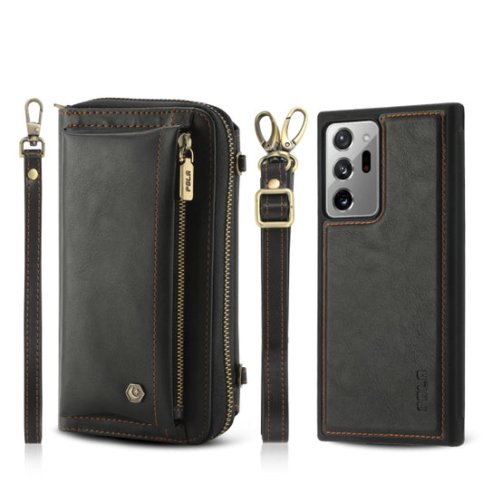 For Samsung Galaxy Note20 Crossbody Multi-functional Zipper Wallet Leather Phone Case(Black) - Galaxy Note20 Cases by buy2fix | Online Shopping UK | buy2fix