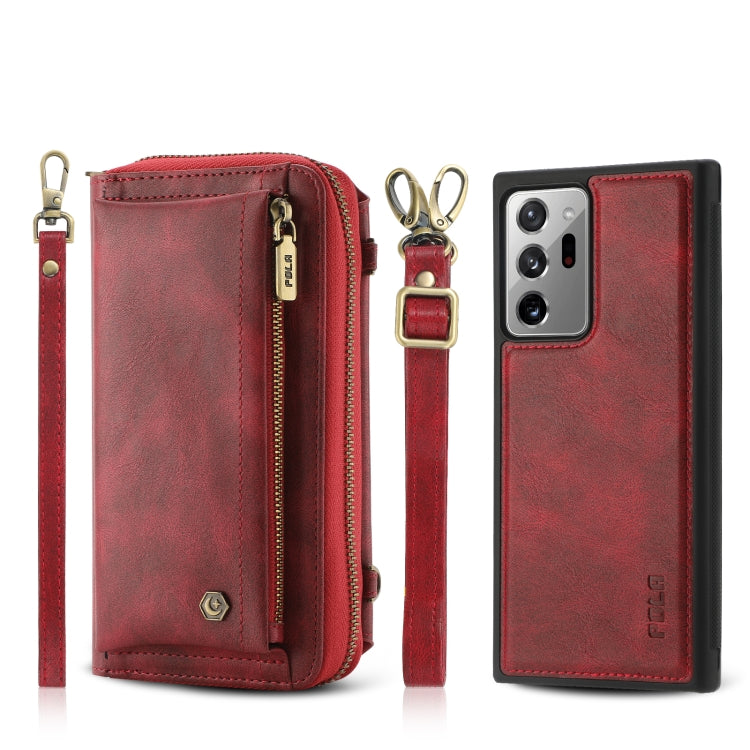 For Samsung Galaxy Note20 Crossbody Multi-functional Zipper Wallet Leather Phone Case(Red) - Galaxy Note20 Cases by buy2fix | Online Shopping UK | buy2fix