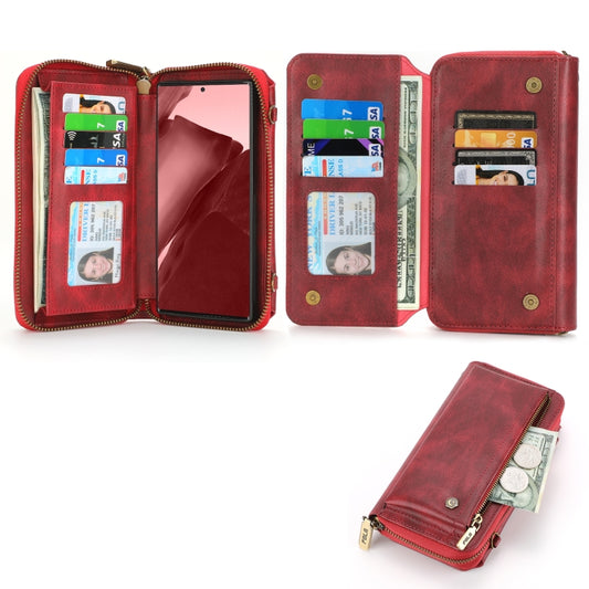 For Samsung Galaxy Note20 Crossbody Multi-functional Zipper Wallet Leather Phone Case(Red) - Galaxy Note20 Cases by buy2fix | Online Shopping UK | buy2fix