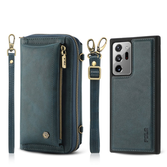 For Samsung Galaxy Note20 Ultra Crossbody Multi-functional Zipper Wallet Leather Phone Case(Green) - Galaxy Note20 Ultra Cases by buy2fix | Online Shopping UK | buy2fix