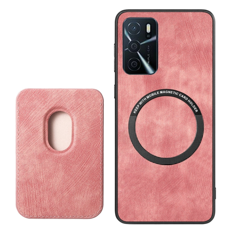 For OPPO A58 4G Retro Leather Card Bag Magnetic Phone Case(Pink) - OPPO Cases by buy2fix | Online Shopping UK | buy2fix