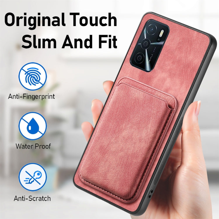 For OPPO A58 4G Retro Leather Card Bag Magnetic Phone Case(Pink) - OPPO Cases by buy2fix | Online Shopping UK | buy2fix