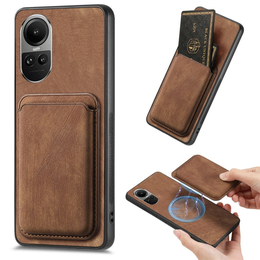 For OPPO Reno10 Global Retro Leather Card Bag Magnetic Phone Case(Brown) - OPPO Cases by buy2fix | Online Shopping UK | buy2fix