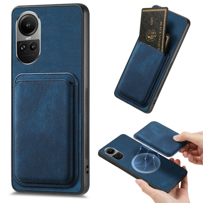 For OPPO Reno10 Pro Global Retro Leather Card Bag Magnetic Phone Case(Blue) - OPPO Cases by buy2fix | Online Shopping UK | buy2fix