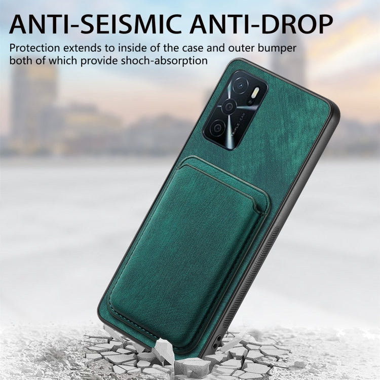 For OPPO Reno10 Pro Global Retro Leather Card Bag Magnetic Phone Case(Green) - OPPO Cases by buy2fix | Online Shopping UK | buy2fix