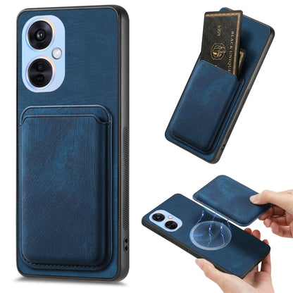 For OPPO K11X 5G Retro Leather Card Bag Magnetic Phone Case(Blue) - OPPO Cases by buy2fix | Online Shopping UK | buy2fix