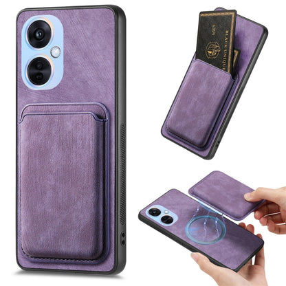 For OPPO K11X 5G Retro Leather Card Bag Magnetic Phone Case(Purple) - OPPO Cases by buy2fix | Online Shopping UK | buy2fix