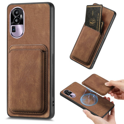 For OPPO Reno10 Pro+ Retro Leather Card Bag Magnetic Phone Case(Brown) - OPPO Cases by buy2fix | Online Shopping UK | buy2fix