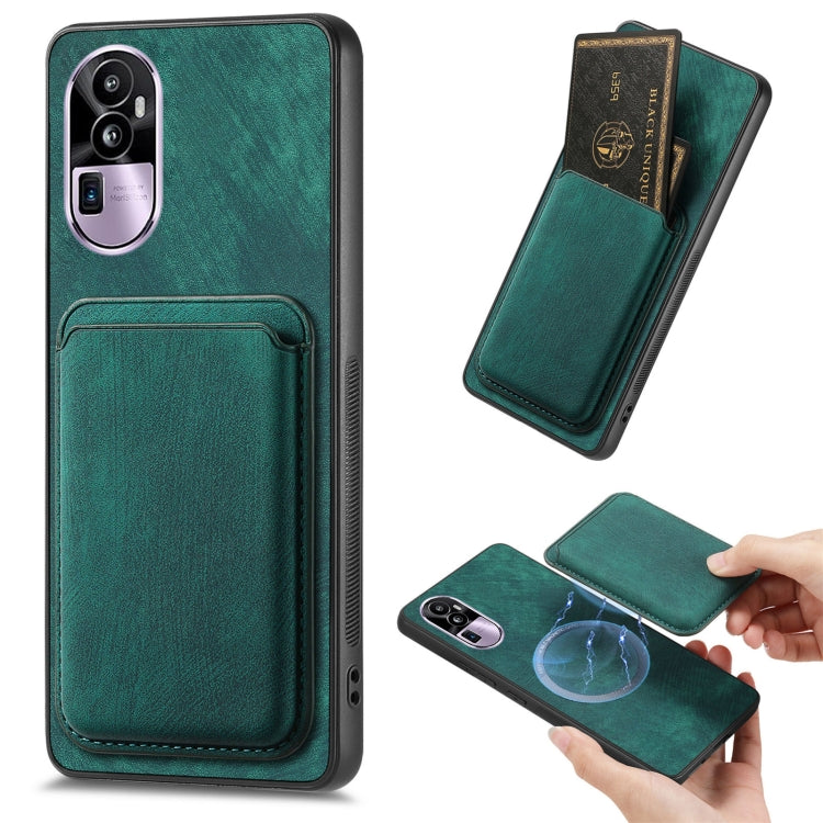 For OPPO Reno10 Pro+ Retro Leather Card Bag Magnetic Phone Case(Green) - OPPO Cases by buy2fix | Online Shopping UK | buy2fix
