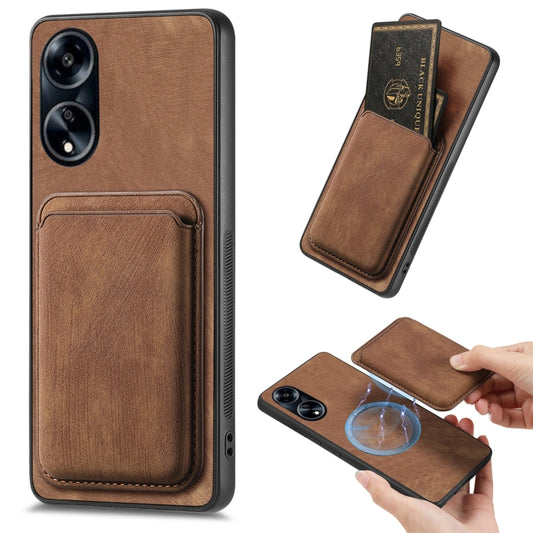 For OPPO A1 5G Retro Leather Card Bag Magnetic Phone Case(Brown) - OPPO Cases by buy2fix | Online Shopping UK | buy2fix