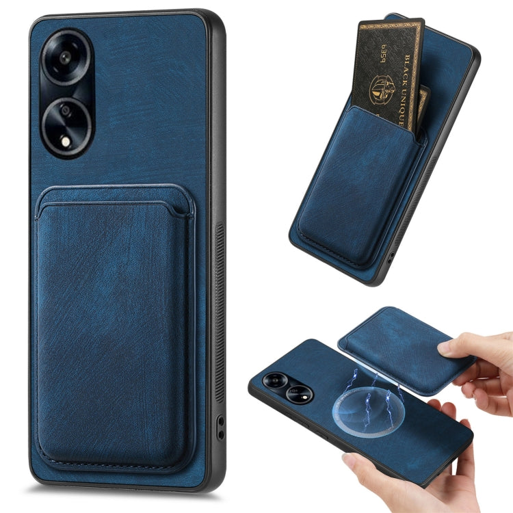 For OPPO A1 5G Retro Leather Card Bag Magnetic Phone Case(Blue) - OPPO Cases by buy2fix | Online Shopping UK | buy2fix