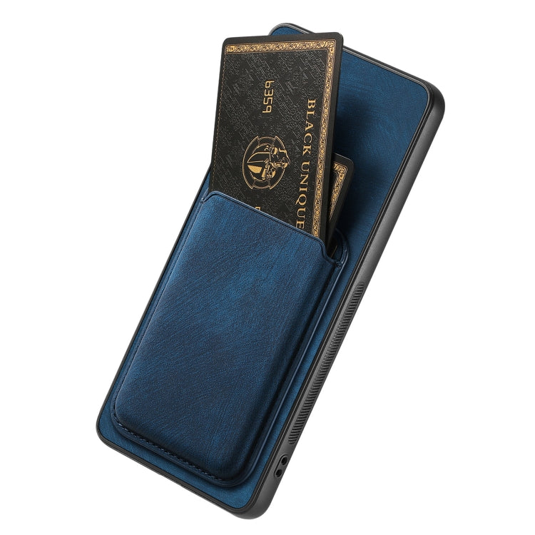 For OPPO A1 5G Retro Leather Card Bag Magnetic Phone Case(Blue) - OPPO Cases by buy2fix | Online Shopping UK | buy2fix