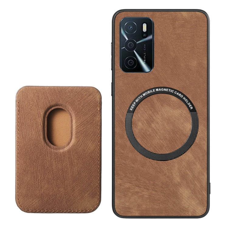 For OPPO Reno8 T 4G Retro Leather Card Bag Magnetic Phone Case(Brown) - OPPO Cases by buy2fix | Online Shopping UK | buy2fix