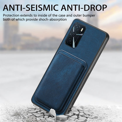 For OPPO Reno8 T 4G Retro Leather Card Bag Magnetic Phone Case(Blue) - OPPO Cases by buy2fix | Online Shopping UK | buy2fix