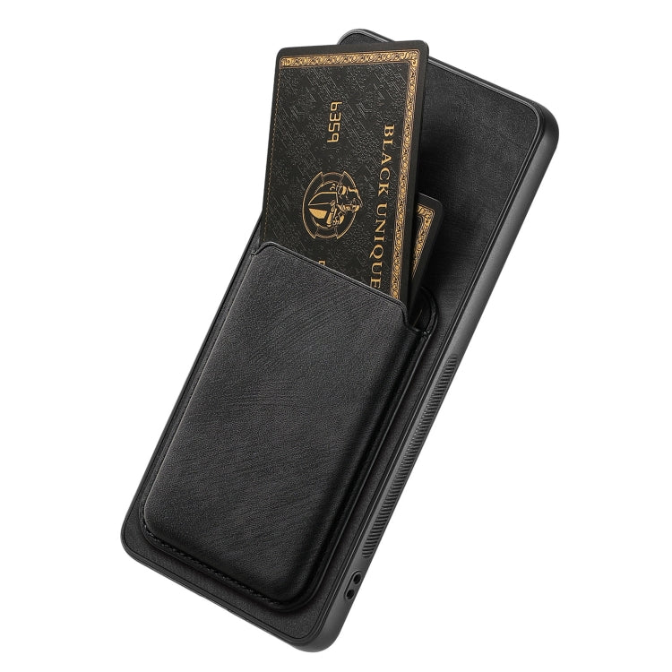 For OPPO Reno8 Z Retro Leather Card Bag Magnetic Phone Case(Black) - OPPO Cases by buy2fix | Online Shopping UK | buy2fix