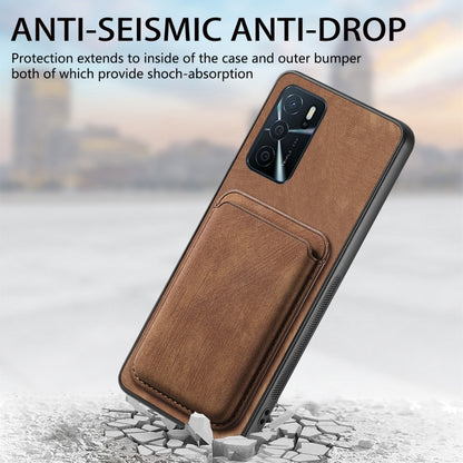 For OPPO Reno9 5G Retro Leather Card Bag Magnetic Phone Case(Brown) - OPPO Cases by buy2fix | Online Shopping UK | buy2fix