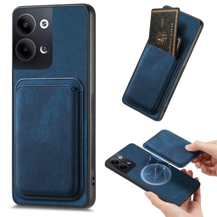 For OPPO Reno9 5G Retro Leather Card Bag Magnetic Phone Case(Blue) - OPPO Cases by buy2fix | Online Shopping UK | buy2fix