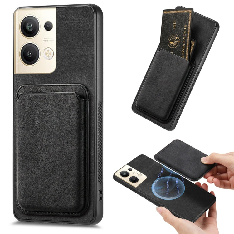 For OPPO Reno9 Pro+ 5G Retro Leather Card Bag Magnetic Phone Case(Black) - OPPO Cases by buy2fix | Online Shopping UK | buy2fix