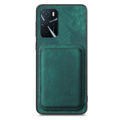 For OPPO A17K Retro Leather Card Bag Magnetic Phone Case(Green) - OPPO Cases by buy2fix | Online Shopping UK | buy2fix