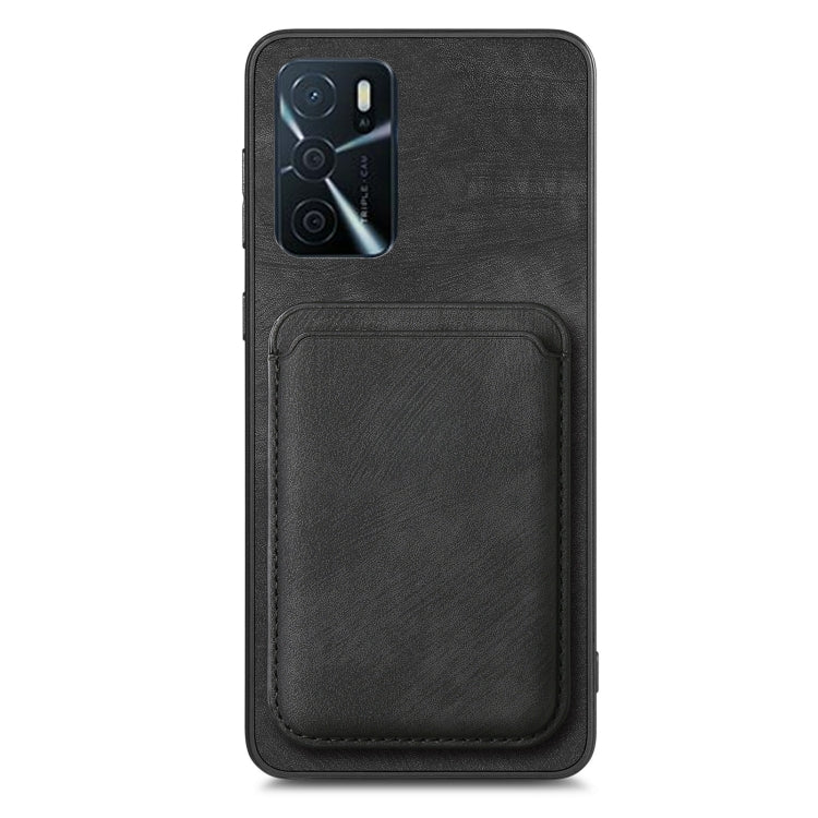 For OPPO A17 Retro Leather Card Bag Magnetic Phone Case(Black) - OPPO Cases by buy2fix | Online Shopping UK | buy2fix