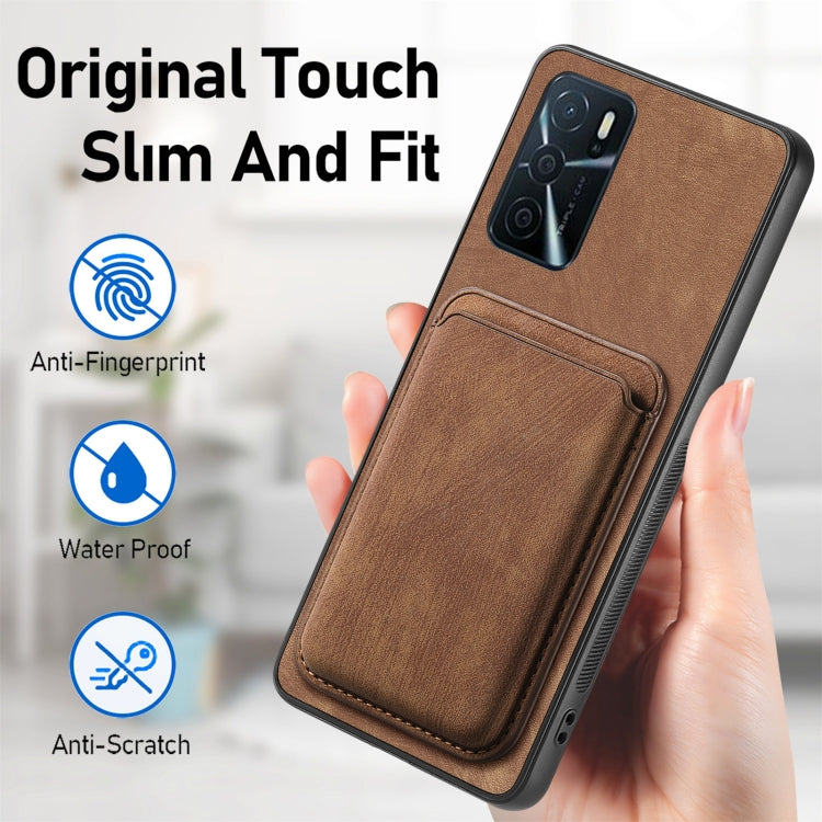 For OPPO A57 5G Retro Leather Card Bag Magnetic Phone Case(Brown) - OPPO Cases by buy2fix | Online Shopping UK | buy2fix