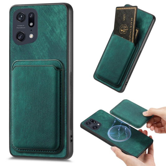 For OPPO Find X5 Pro Retro Leather Card Bag Magnetic Phone Case(Green) - OPPO Cases by buy2fix | Online Shopping UK | buy2fix
