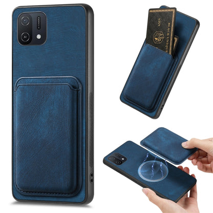 For OPPO A16K Retro Leather Card Bag Magnetic Phone Case(Blue) - OPPO Cases by buy2fix | Online Shopping UK | buy2fix