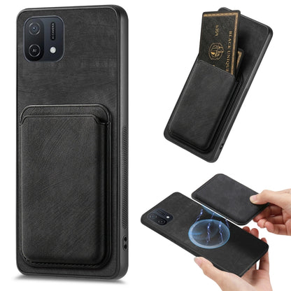 For OPPO A16K Retro Leather Card Bag Magnetic Phone Case(Black) - OPPO Cases by buy2fix | Online Shopping UK | buy2fix