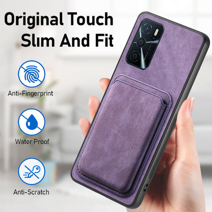 For OPPO Reno6 Z Retro Leather Card Bag Magnetic Phone Case(Purple) - OPPO Cases by buy2fix | Online Shopping UK | buy2fix