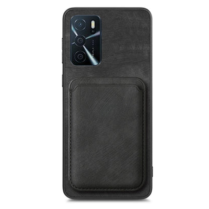 For OPPO Reno6 Z Retro Leather Card Bag Magnetic Phone Case(Black) - OPPO Cases by buy2fix | Online Shopping UK | buy2fix