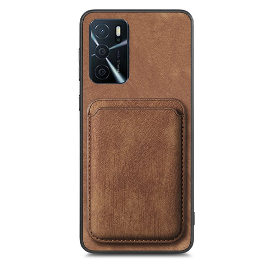 For OPPO Reno6 Pro 5G Retro Leather Card Bag Magnetic Phone Case(Brown) by buy2fix