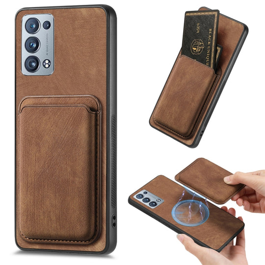For OPPO Reno6 Pro+ Retro Leather Card Bag Magnetic Phone Case(Brown)