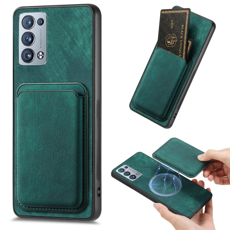 For OPPO Reno6 Pro+ Retro Leather Card Bag Magnetic Phone Case(Green) - OPPO Cases by buy2fix | Online Shopping UK | buy2fix