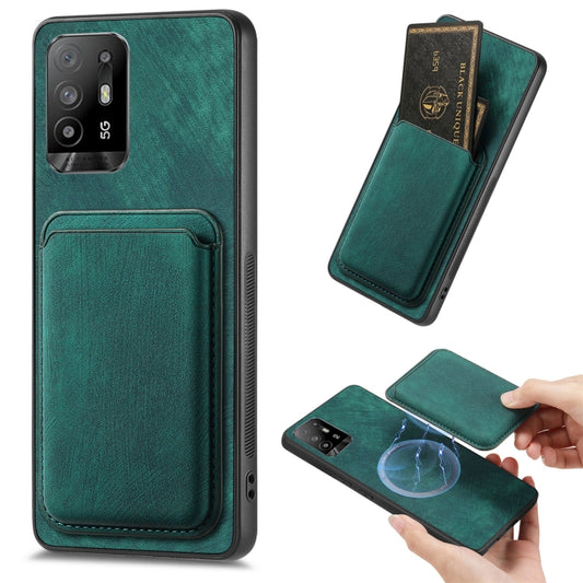 For OPPO F19 Pro+ Retro Leather Card Bag Magnetic Phone Case(Green) - OPPO Cases by buy2fix | Online Shopping UK | buy2fix