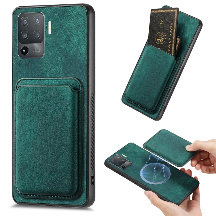 For OPPO F19 Pro Retro Leather Card Bag Magnetic Phone Case(Green) - OPPO Cases by buy2fix | Online Shopping UK | buy2fix